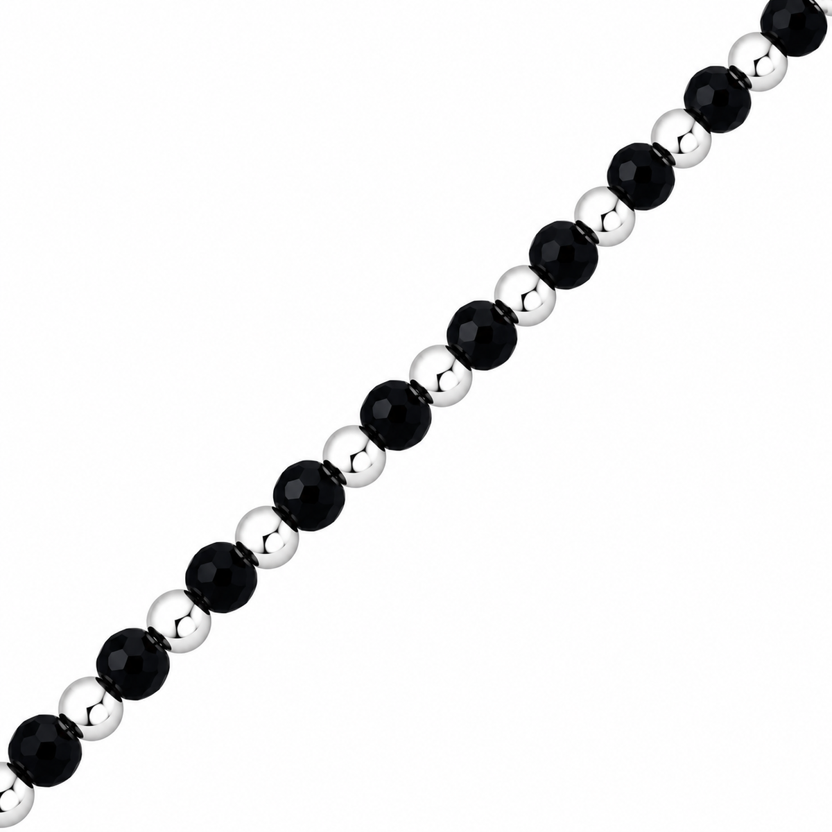 Swoke 925 Sterling Silver Baby Nazariya Bracelet with Black & Silver Beads