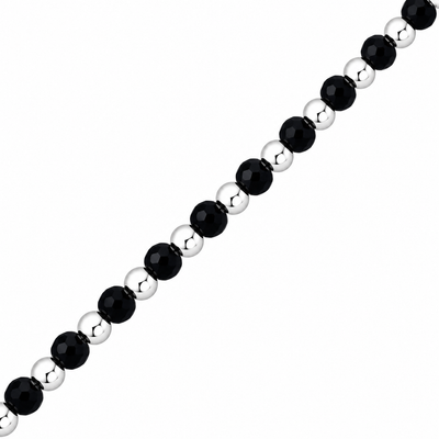 Swoke 925 Sterling Silver Baby Nazariya Bracelet with Black & Silver Beads