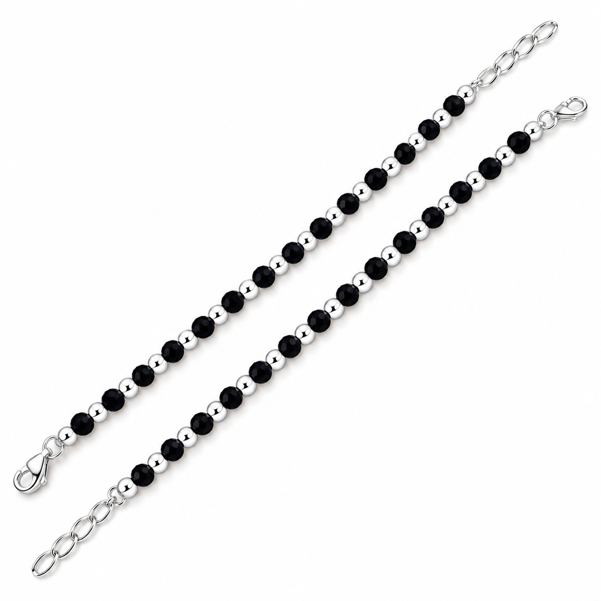 Swoke 925 Sterling Silver Baby Nazariya Bracelet with Black & Silver Beads