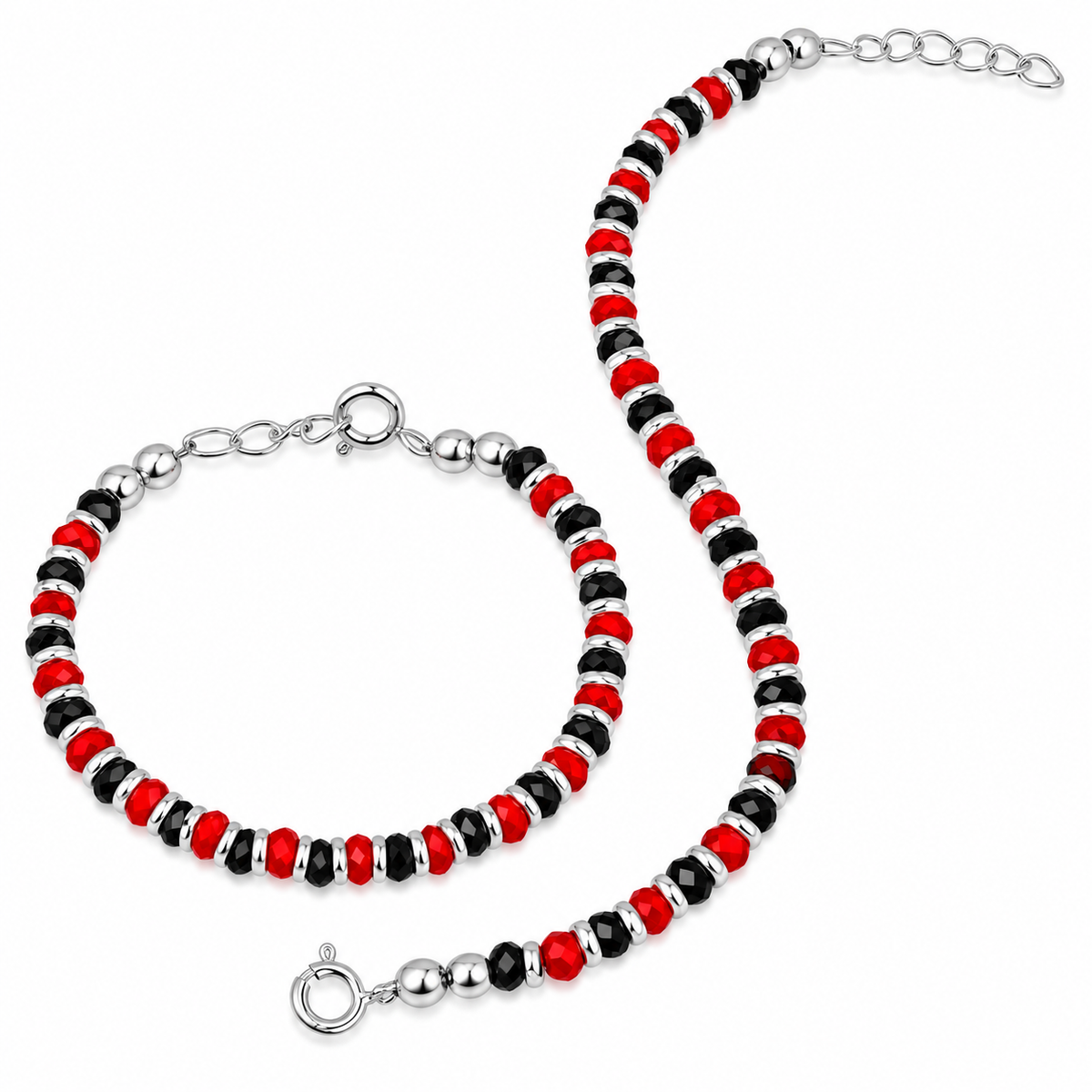 Swoke 925 Sterling Silver Red & Black Beads Baby Nazariya Bracelet