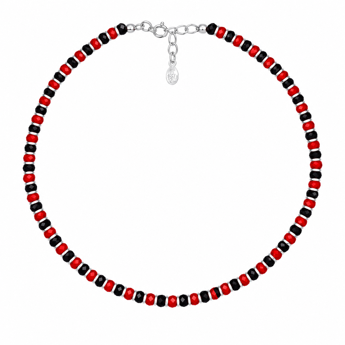 925 Sterling Silver Red & Black Beads Payal