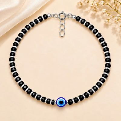 925 Sterling Silver Evil Eye Black Beads Nazariya Bracelet