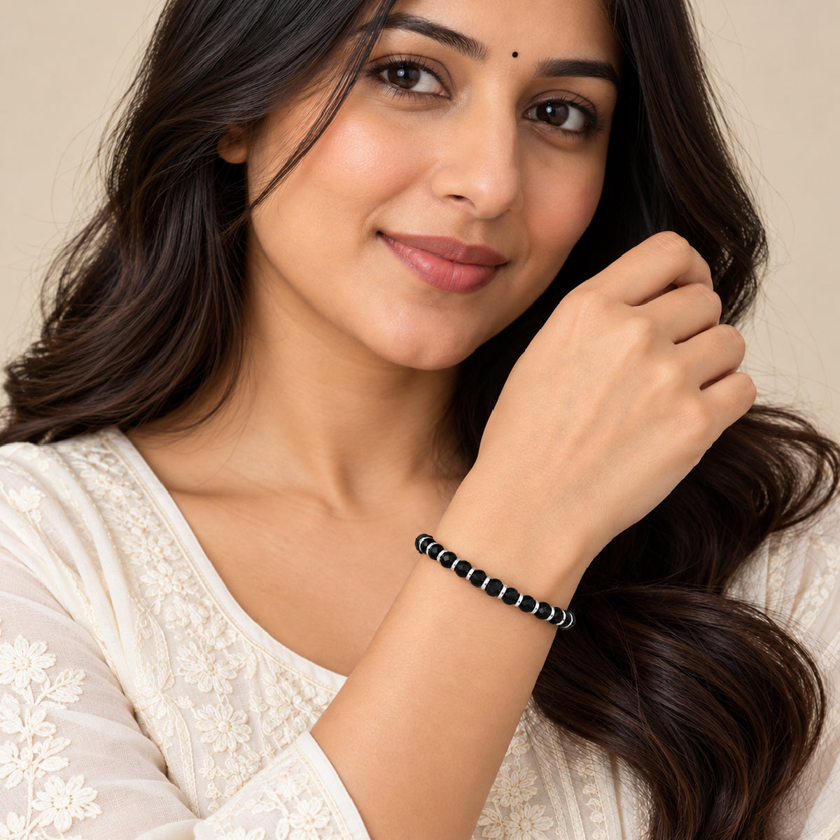 925 Sterling Silver Black Beads Nazariya Bracelet