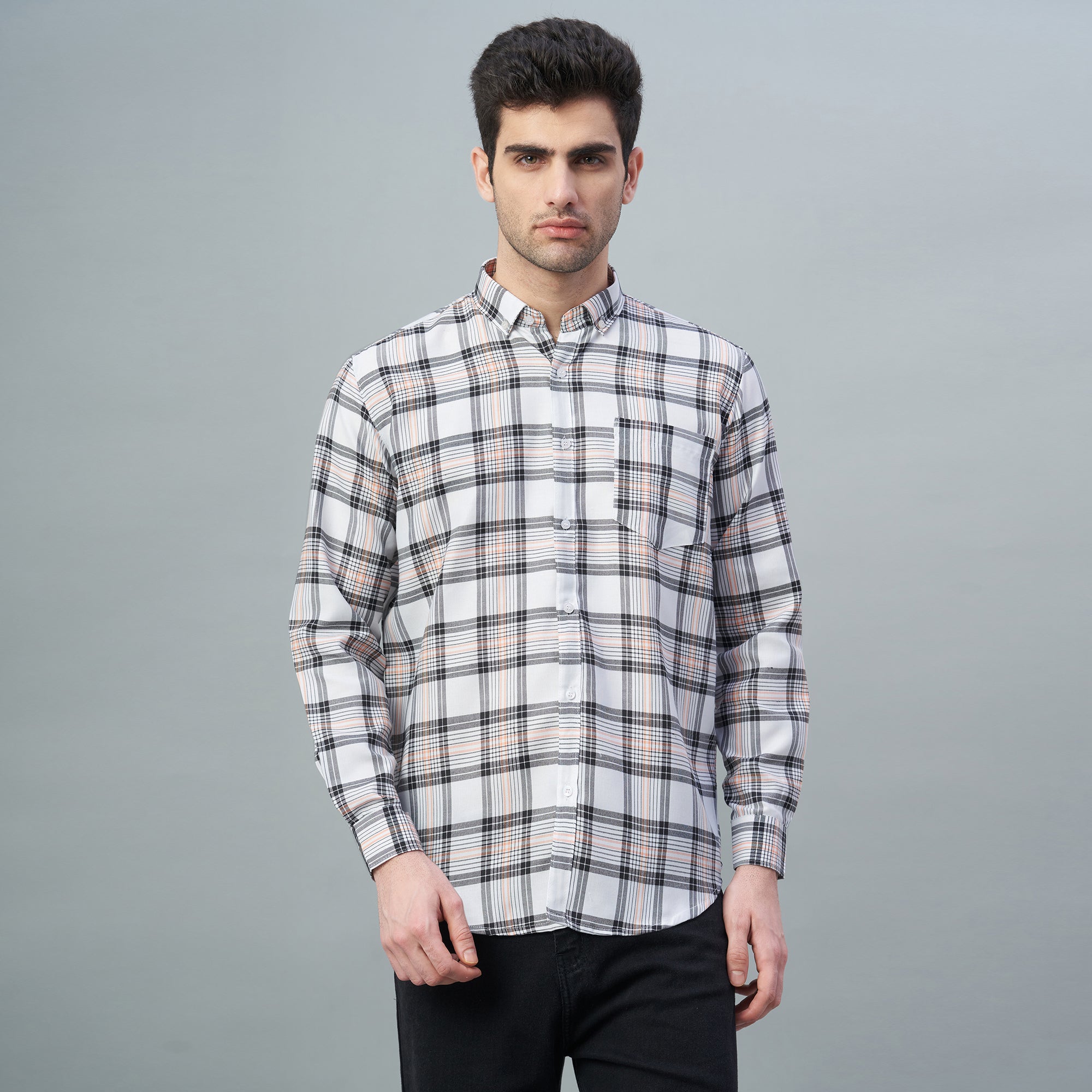 Men's Checks 100% Cotton Regular Fit Casual Shirts