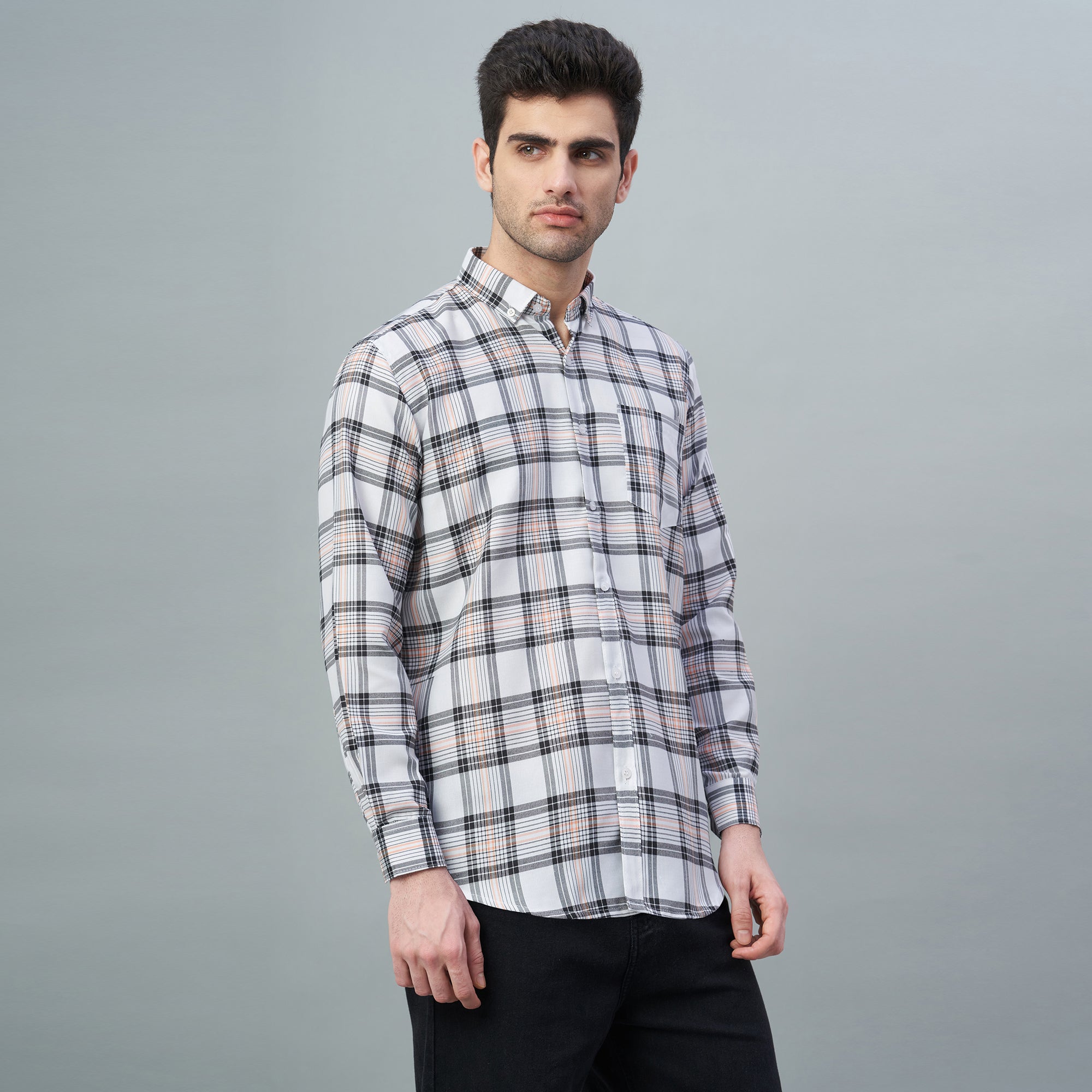 Men's Checks 100% Cotton Regular Fit Casual Shirts