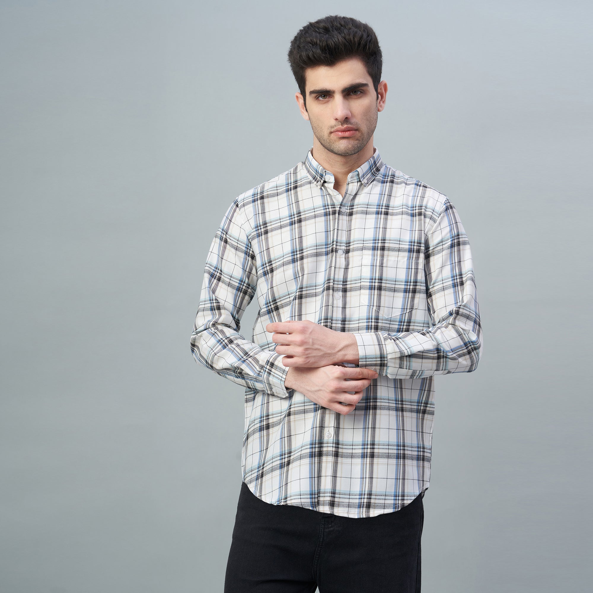 Men's Checks 100% Cotton Regular Fit Casual Shirts
