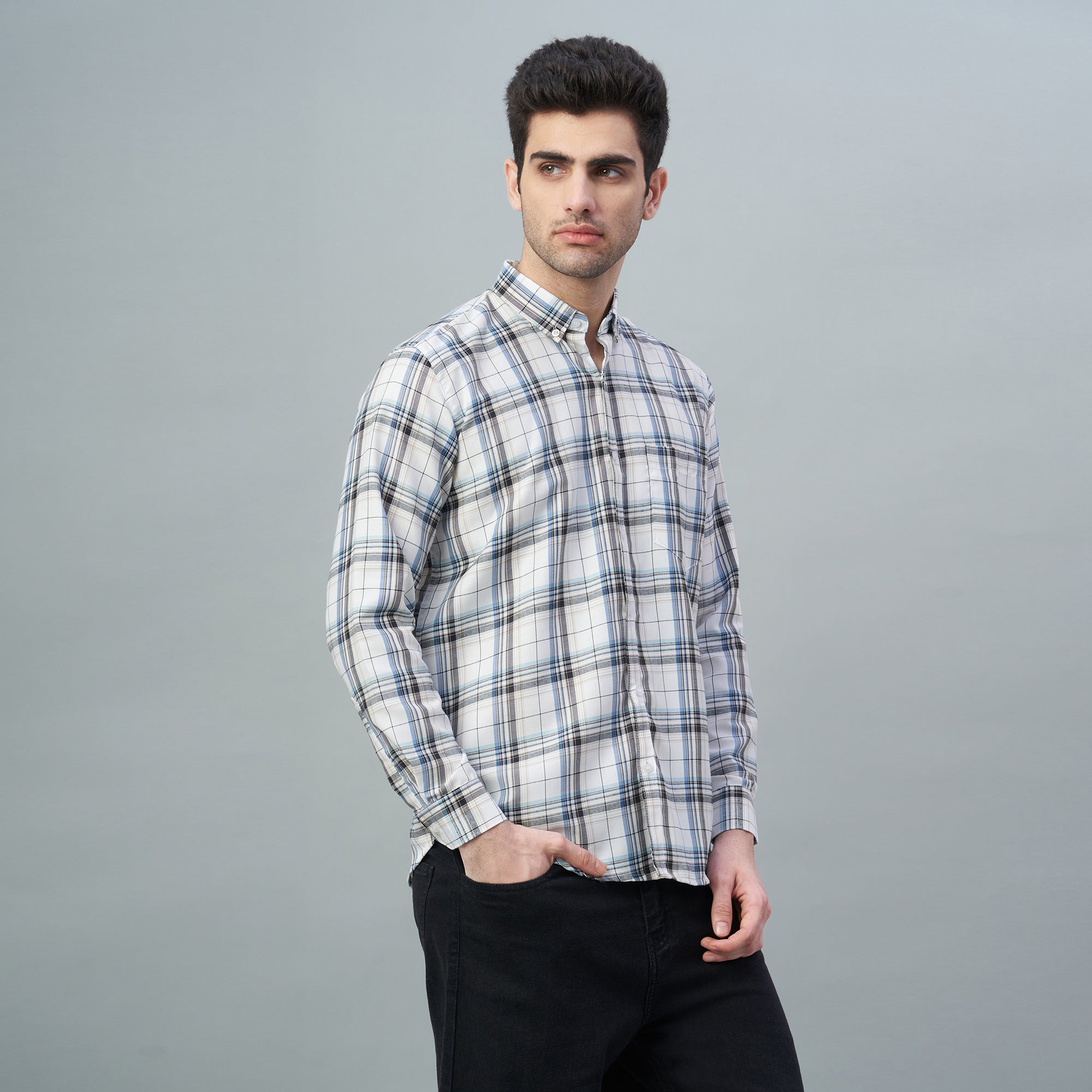 Men's Checks 100% Cotton Regular Fit Casual Shirts