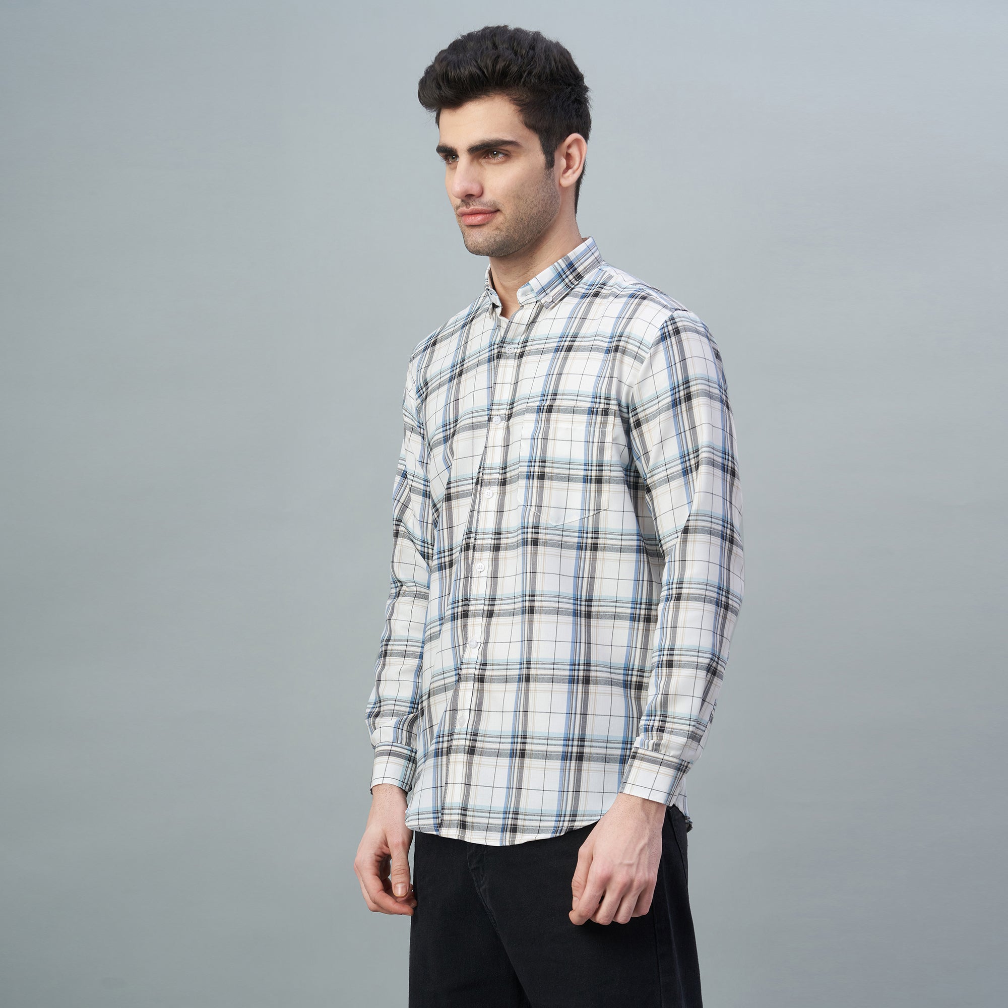 Men's Checks 100% Cotton Regular Fit Casual Shirts