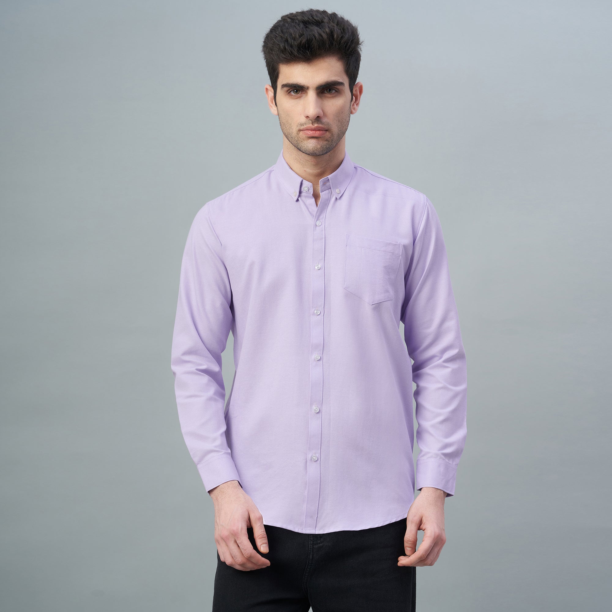 Men's Lavender Plain 100% Oxford Cotton Shirt