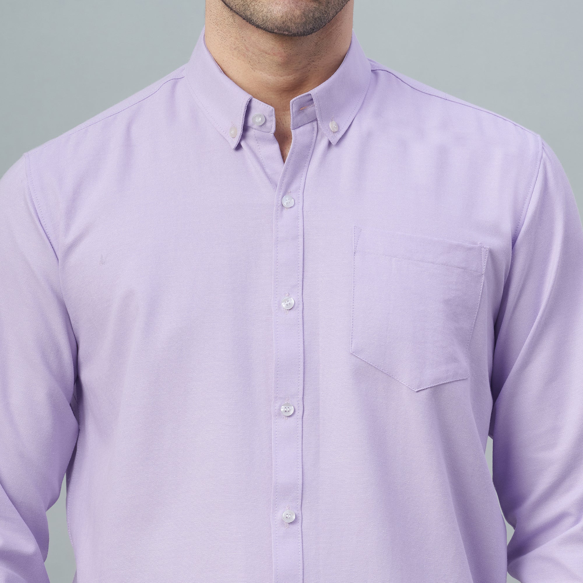 Men's Lavender Plain 100% Oxford Cotton Shirt