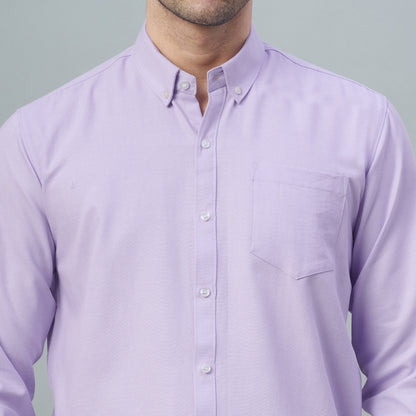 Men's Lavender Plain 100% Oxford Cotton Shirt