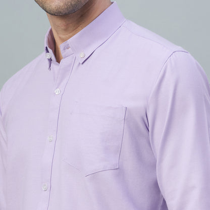 Men's Lavender Plain 100% Oxford Cotton Shirt