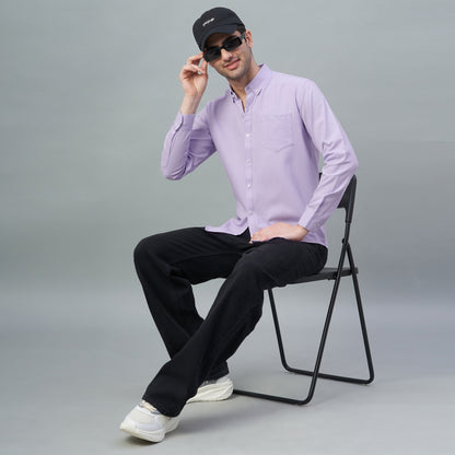 Men's Lavender Plain 100% Oxford Cotton Shirt