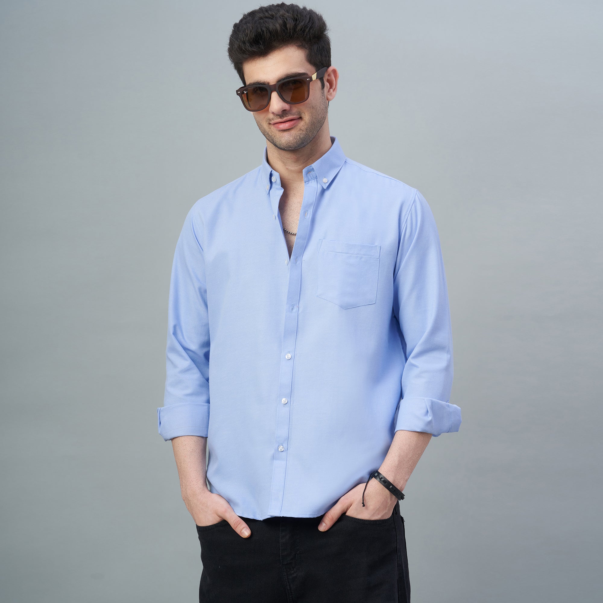 Men's Lavender Plain 100% Oxford Cotton Shirt