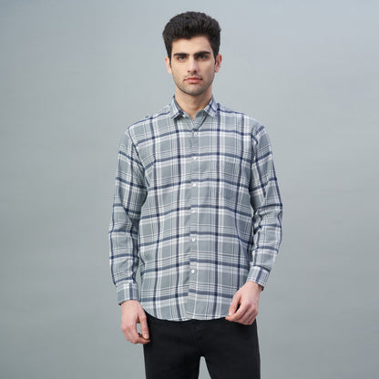 Men's Grey Checks 100% Cotton Shirt