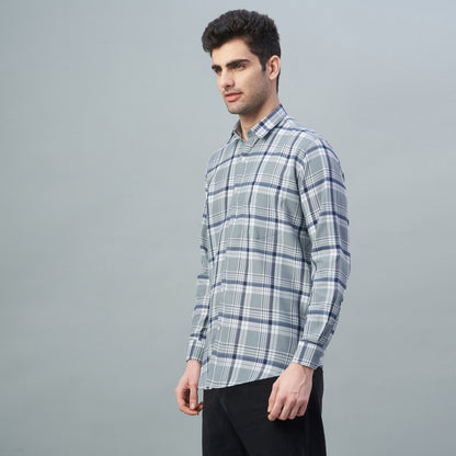 Men's Grey Checks 100% Cotton Shirt