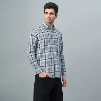Men's Grey Checks 100% Cotton Shirt