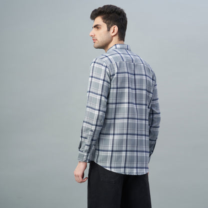 Men's Grey Checks 100% Cotton Shirt