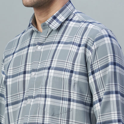 Men's Grey Checks 100% Cotton Shirt