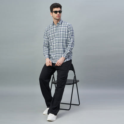 Men's Grey Checks 100% Cotton Shirt