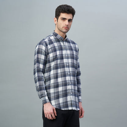 Men's Grey Checks 100% Cotton Shirt