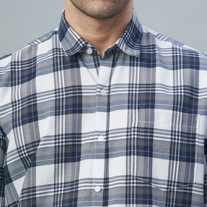Men's Grey Checks 100% Cotton Shirt