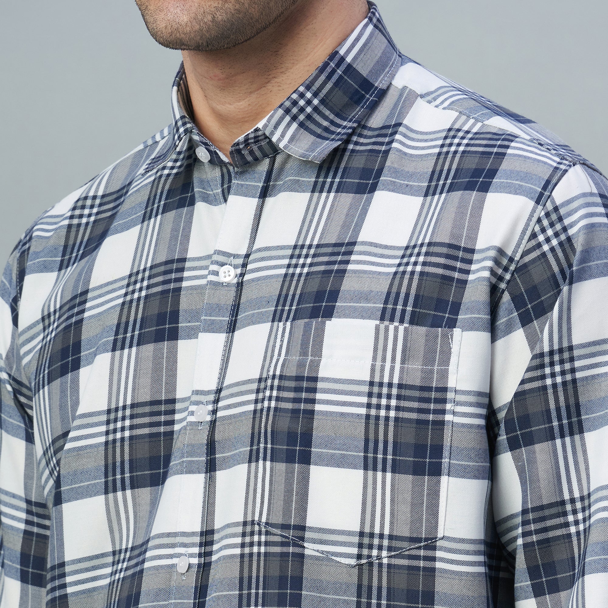 Men's Grey Checks 100% Cotton Shirt