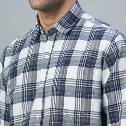 Men's Grey Checks 100% Cotton Shirt