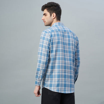 Men's Light Blue Checks 100% Cotton Shirt