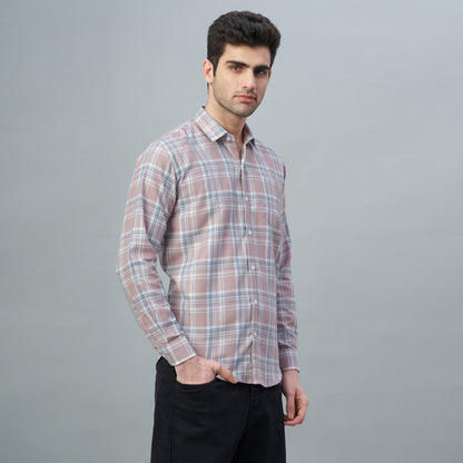Men's Light Blue Checks 100% Cotton Shirt