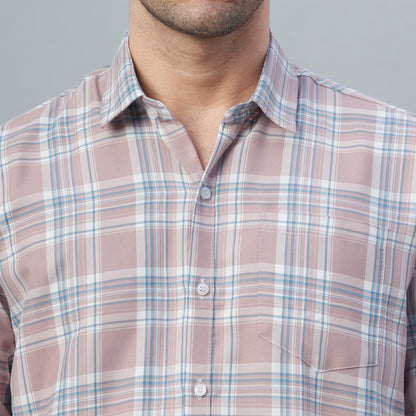 Men's Light Blue Checks 100% Cotton Shirt