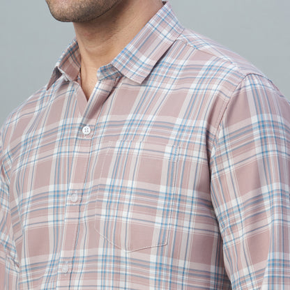 Men's Light Blue Checks 100% Cotton Shirt