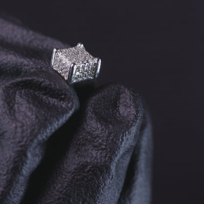 3D Cube Stud CZ Earrings for Men