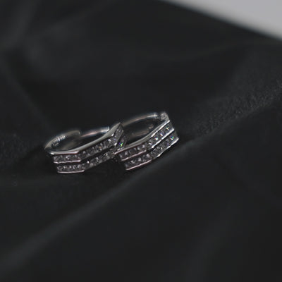 Dual Row Stylish Cubic Zirconia 925 Silver Hoops