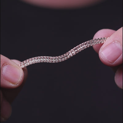 Mesh Chain Classic Rose Gold Plated 925 Sterling Silver Chain Bracelet