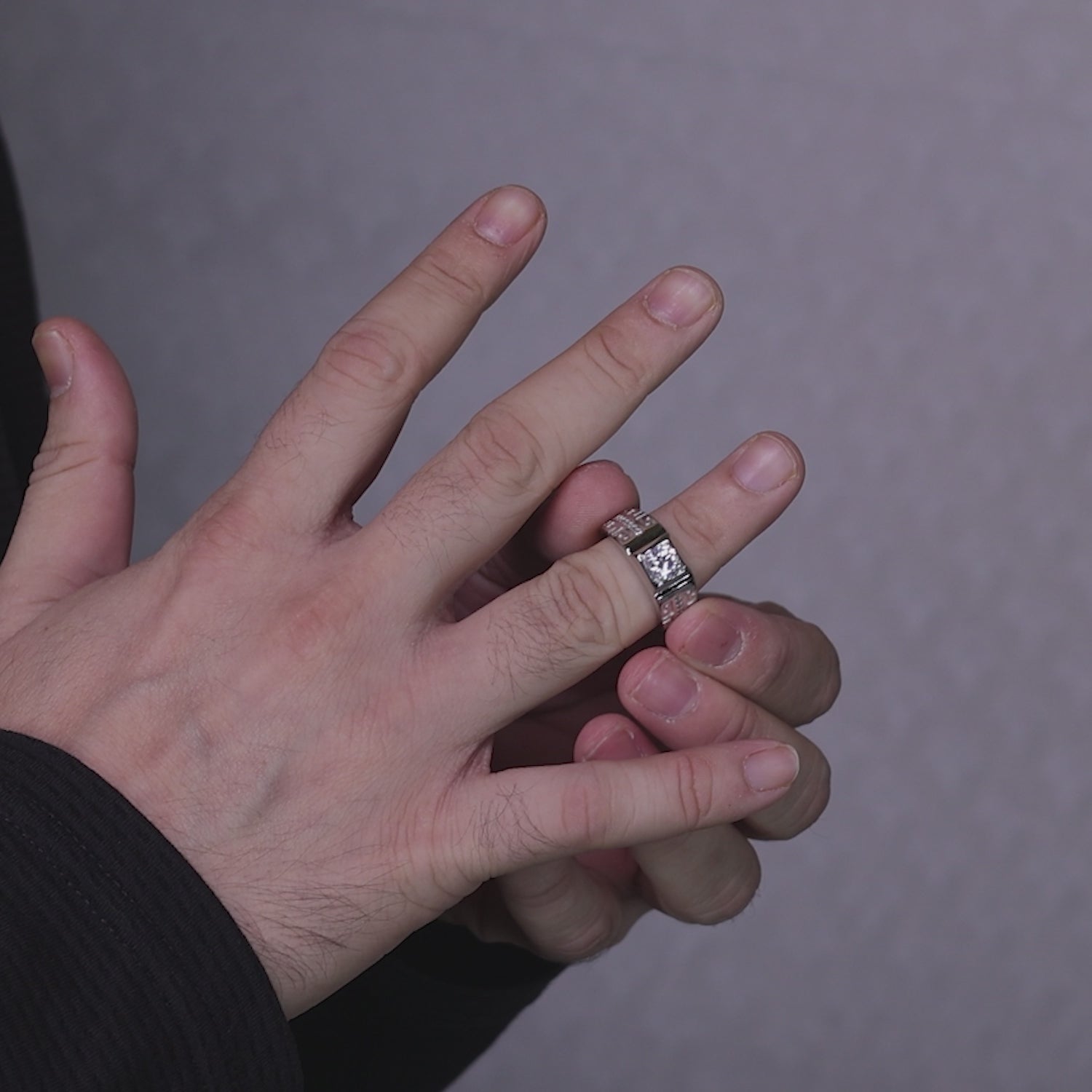 Cubic Zirconia Studded Adjustable Men's Finger Ring