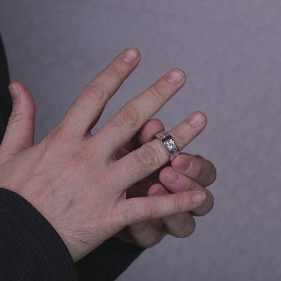 Cubic Zirconia Studded Adjustable Men's Finger Ring