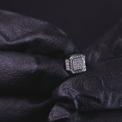 Luxurious 92.5 Sterling Silver Square CZ Stud Earring