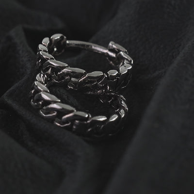 925 Sterling Silver Cuban Link Huggie Hoop Earrings