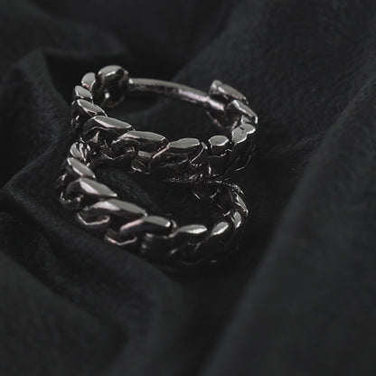 925 Sterling Silver Cuban Link Huggie Hoop Earrings